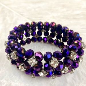 Purple Glass Bead & Diamond Bracelet.
